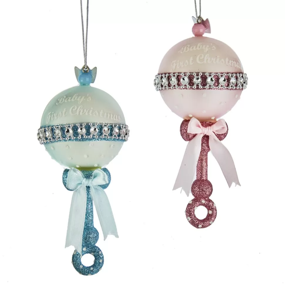 Kurt Adler Baby's First Rattle^ Ornaments