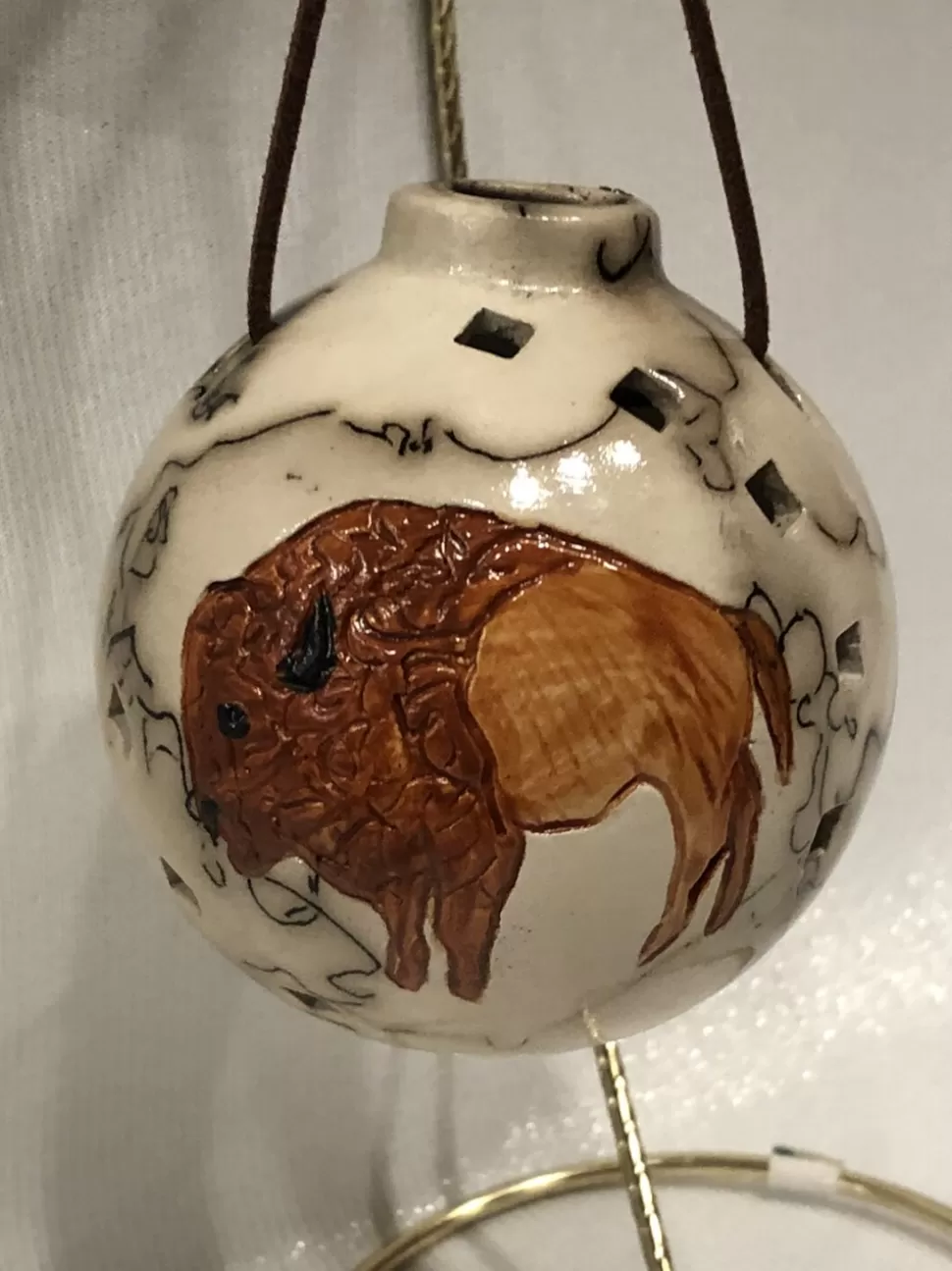 Gina Arrighetti Buffalo On Horse Hair Round Ornament^ Ornaments