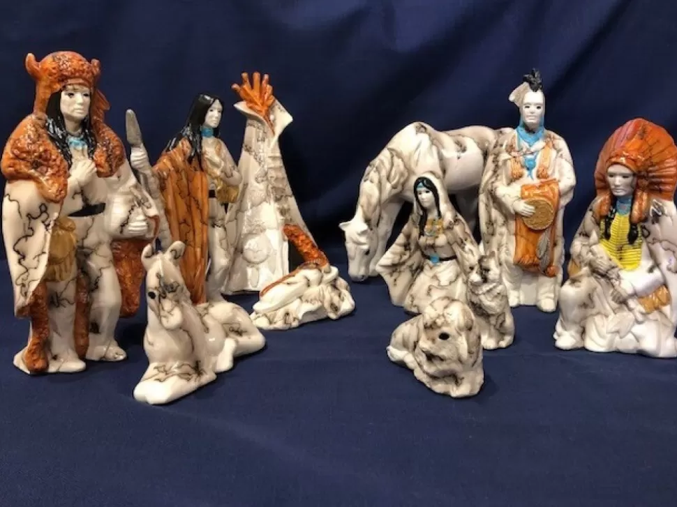 Gina Arrighetti Clay Horse Hair Nativity Set^ Ornaments