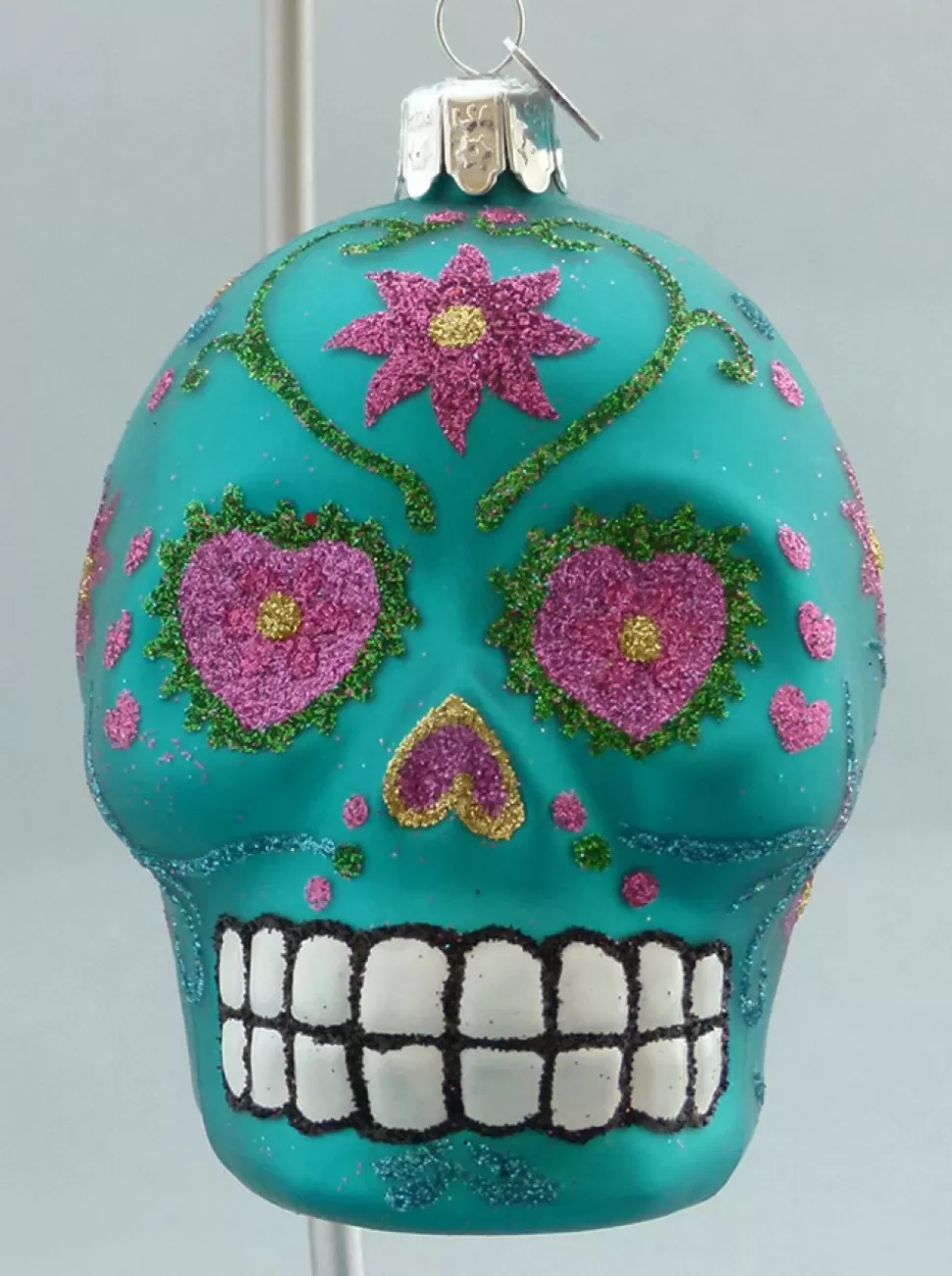 KSA Day Of The Dead Glass Skull -Turquoise^ Ornaments