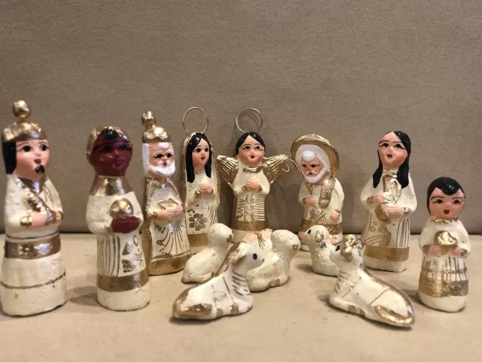 A Christmas Mexican Clay Nativity - Ivory^ Nativities