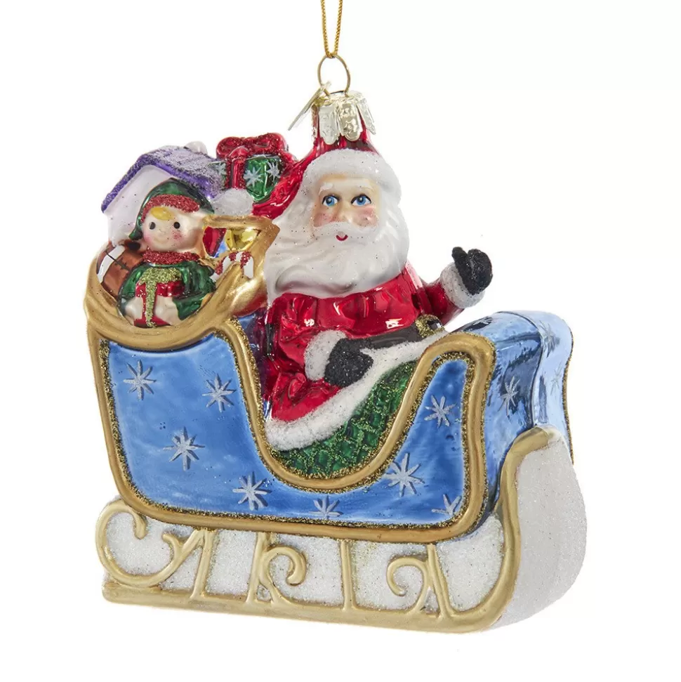 Kurt Adler Santa In Sleigh^ Ornaments